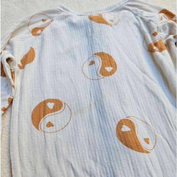 Brixton Phoenix Cream and Orange Yin Yang Heart Bamboo Zip Romper 12-18M - Picture 9 of 10